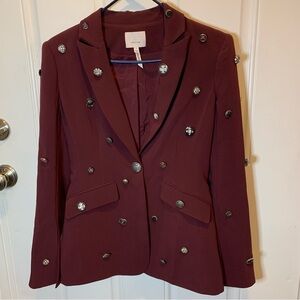 Cinq à Sept Burgundy Embellished Blazer